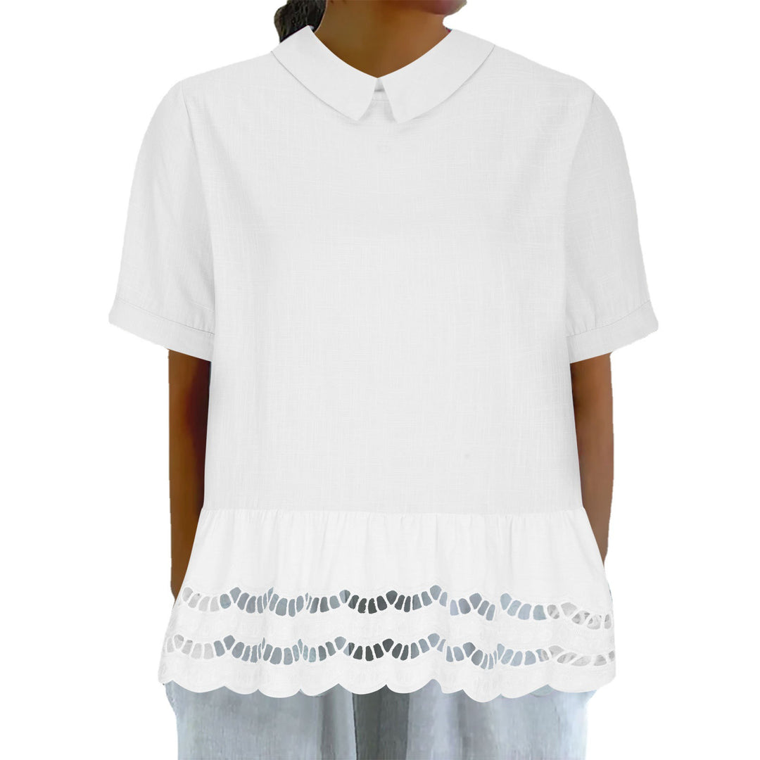 Dame elegant bluse med bølget kant Stilla