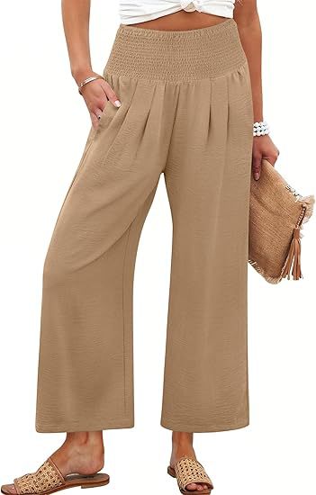 Dame Bred Culotte-bukser med elastisk talje og folder Skovae
