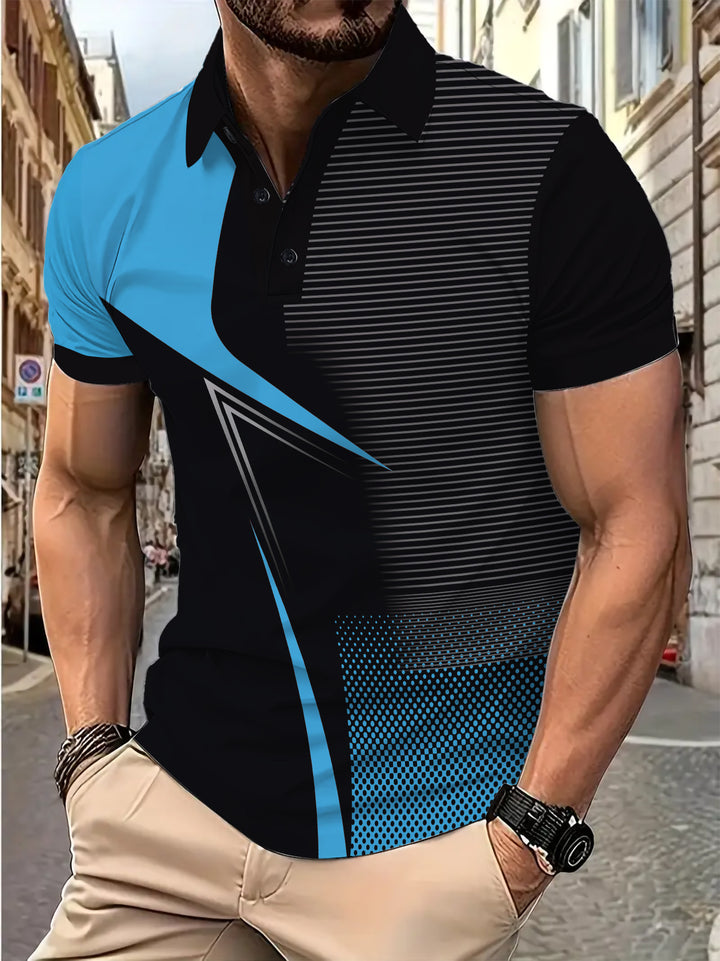 Herre Poloshirt med dynamisk grafikdesign og åndbare egenskaber Stilla