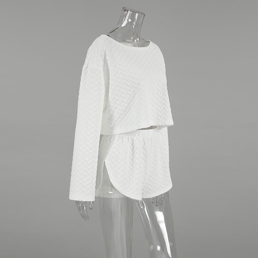 Dame fritids-loungewear-sæt med geometrisk mønster og løs pasform Stilla
