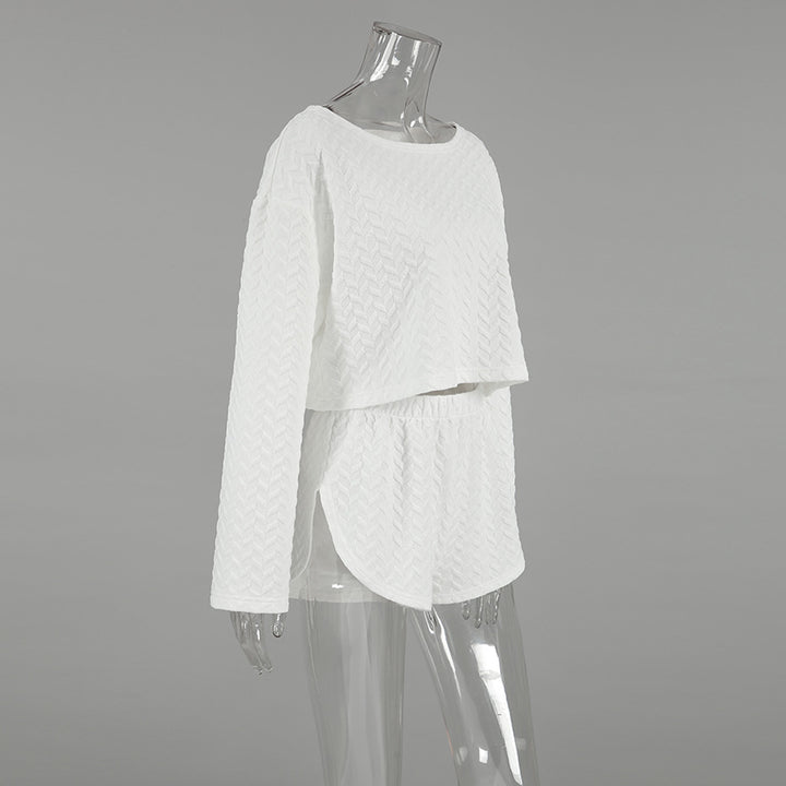 Dame fritids-loungewear-sæt med geometrisk mønster og løs pasform Stilla