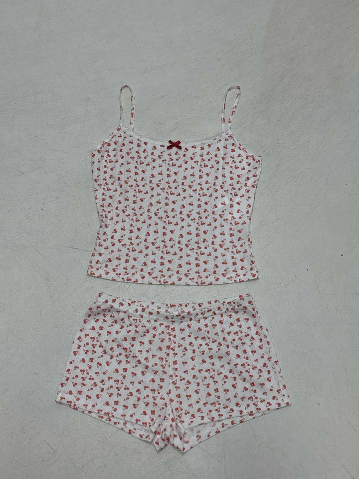 Dame natdragt-sæt med legesygt hjerte-mønster og justerbare stropper Skovae