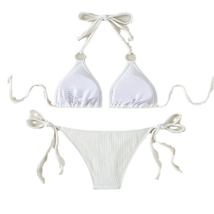 Dame triangel-bikini med ringelementer og justerbare bånd Skovae