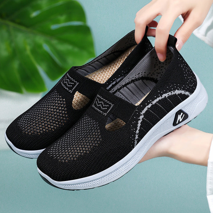 Dame Airy Slip-On Fitness Sneakers med åndbart strikovermateriale Stilla