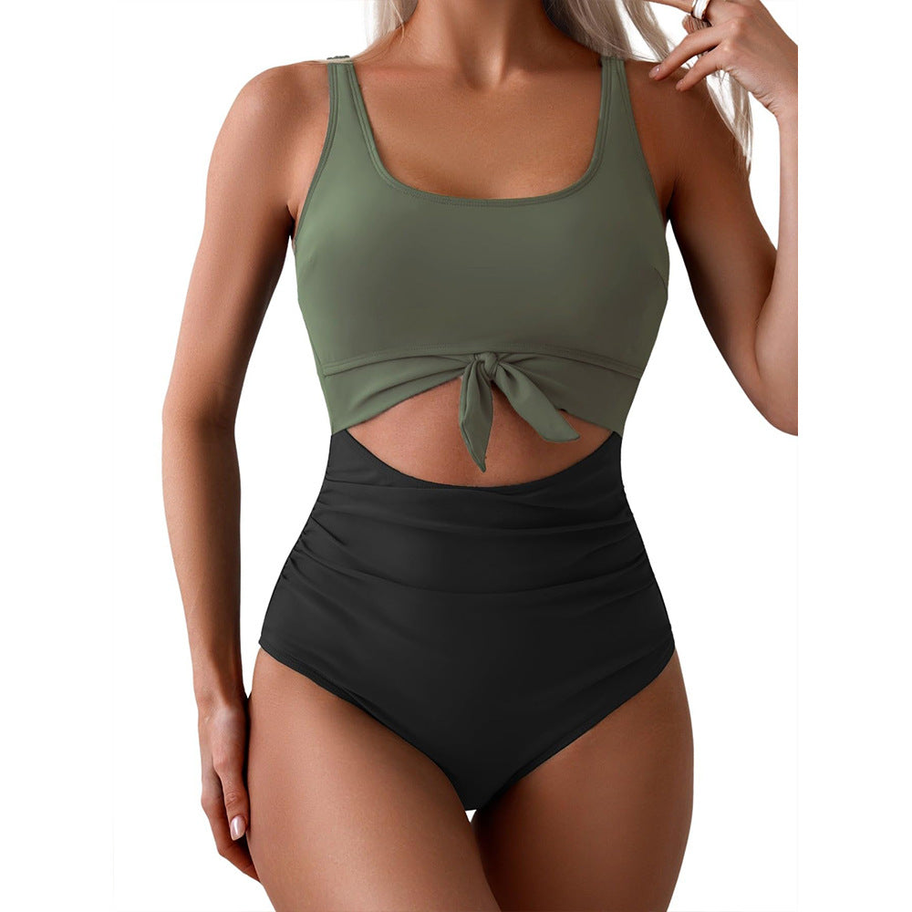 Dame Højskåret Badedragt med knapbar Crop-Top Stilla