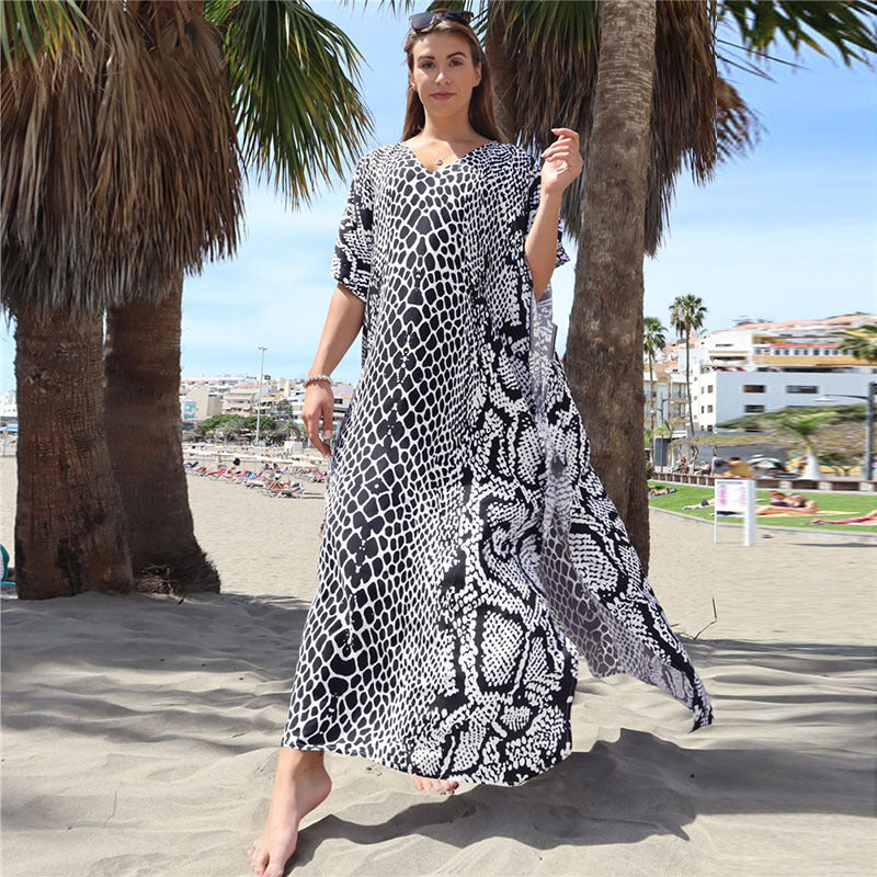 Dame elegant strandkaftan med usædvanligt mønster Stilla