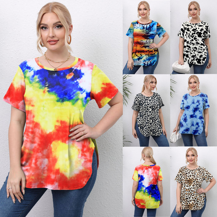 Dame afslappet T-Shirt med moderne batikdesign Skovae