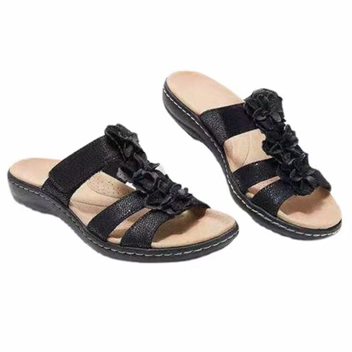 Dame komfortable tæer-sandalers med blomsterdekoration og anatomisk fodsengsdesign Stilla