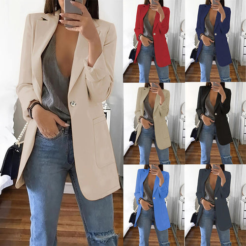 Dame Elegant Blazer med dobbelt knaplukning og praktiske lommer Stilla