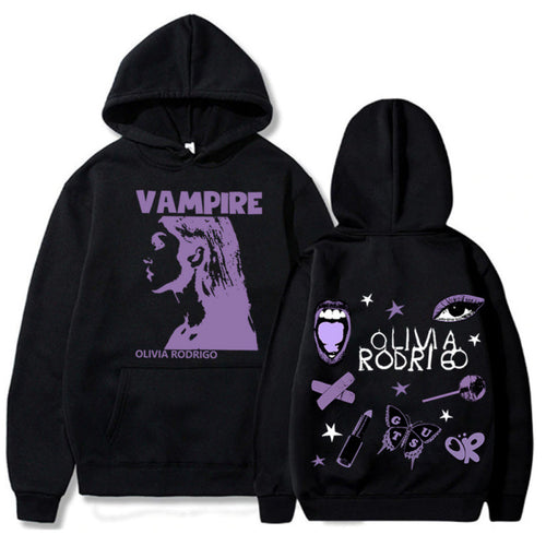 Kvinders hoodie med kunstnerisk vampyrtryk og oversized pasform Skovae