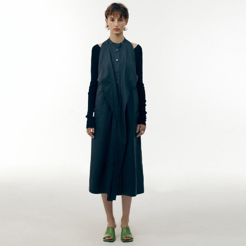 Dame Elegant Maxi Kjole med Bindesign og Knapliste Stilla