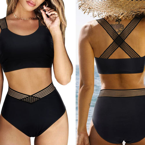 Dame Sporty Bikini med trendy Criss-Cross-top og høj talje Stilla