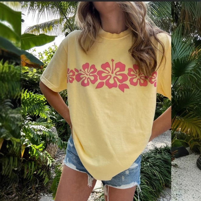 Dame T-shirt med floral grafiktryk Skovae