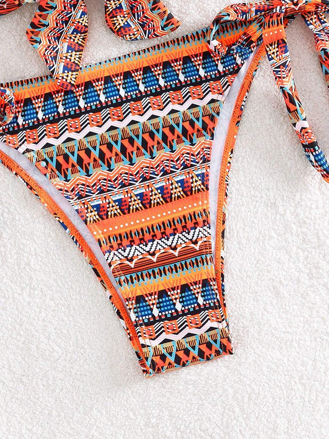 Dame Triangle Top Bind-Detail Bikini Sæt Stilla