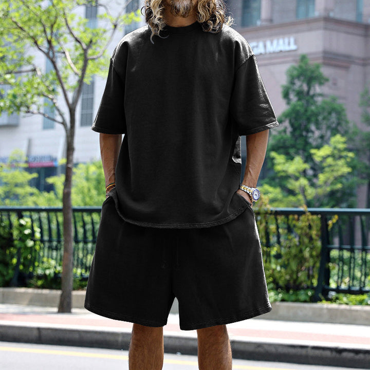 Herrer afslappet oversized T-shirt og shorts sæt Stilla