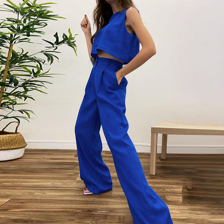 Dame sæt bestående af crop top og brede bukser Stilla