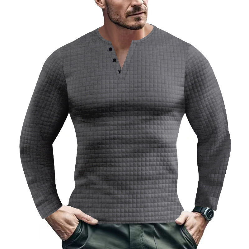 Herrer langærmet Henley-shirt med struktureret design Stilla
