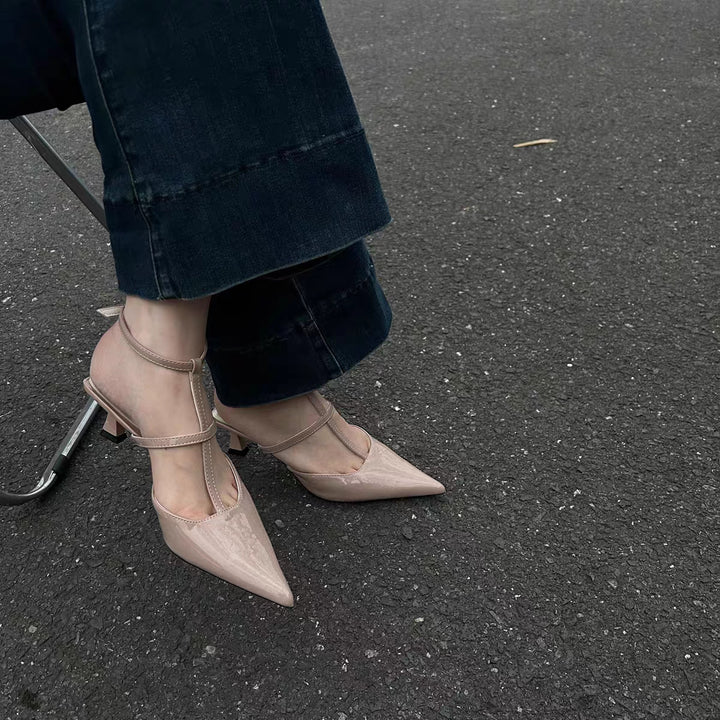 Dame spids-tå slingback hæle med klodset arkitektonisk hæl Stilla