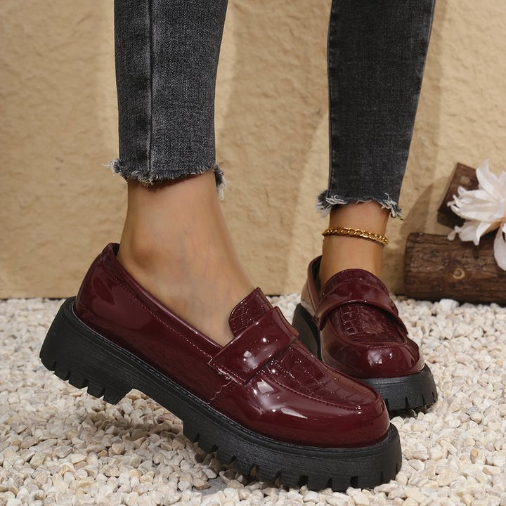 Dame Chunky Loafers med glat overflade og skridsikker sål Stilla