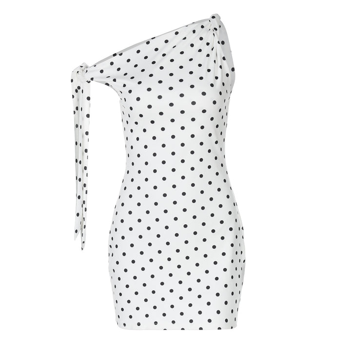 Dame Polka Dots Mini Kjole med asymmetrisk Snit Stilla