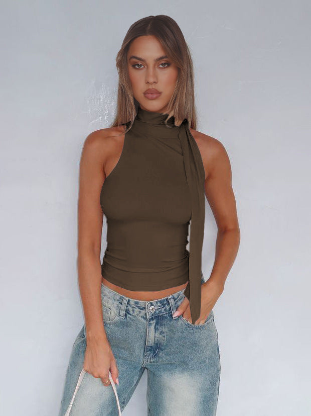 Dame Top med asymmetrisk snit Stilla
