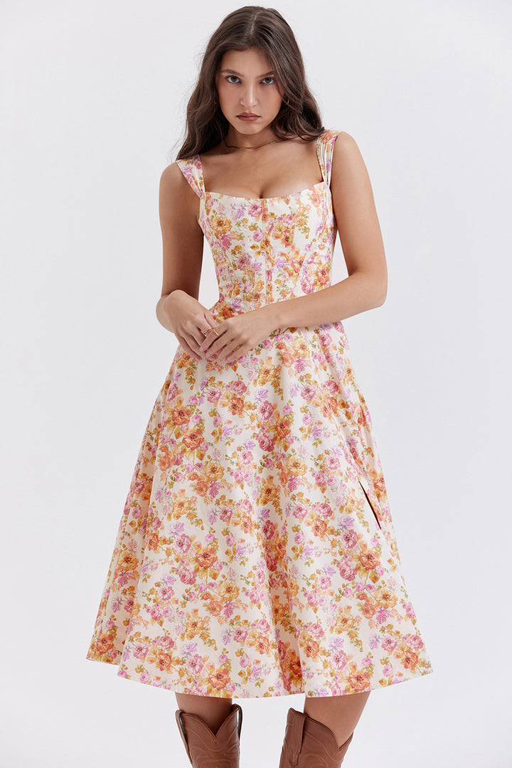 Dame Midikjole med off-shoulder design og blomster mønster Stilla