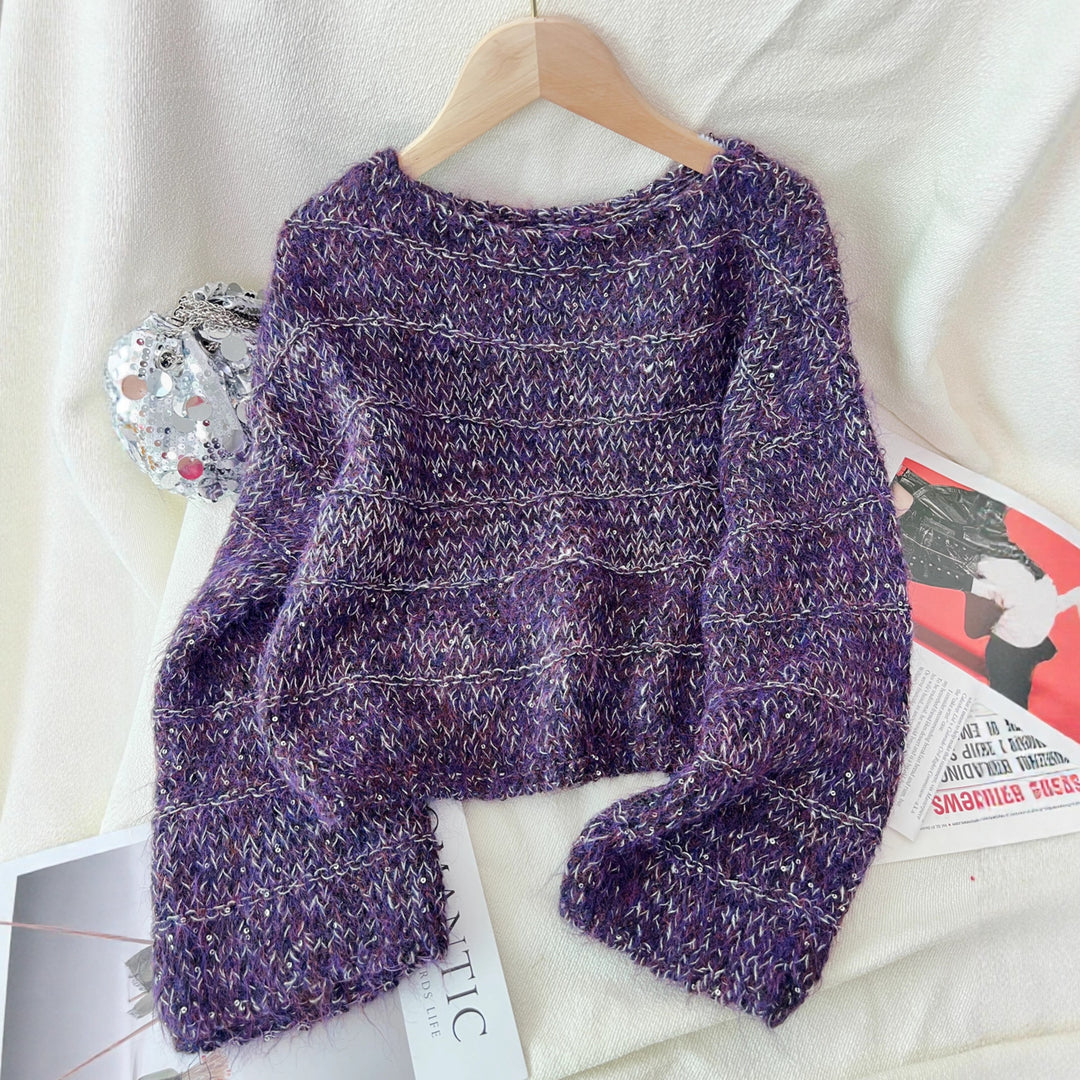 Damernes fashionable chunky striktrøje med en afslappet pasform og ballonærmer Stilla