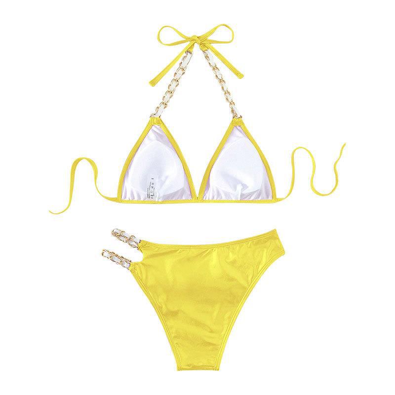 Dame triangel-bikini med glamourøse kædeaccentuerede Skovae
