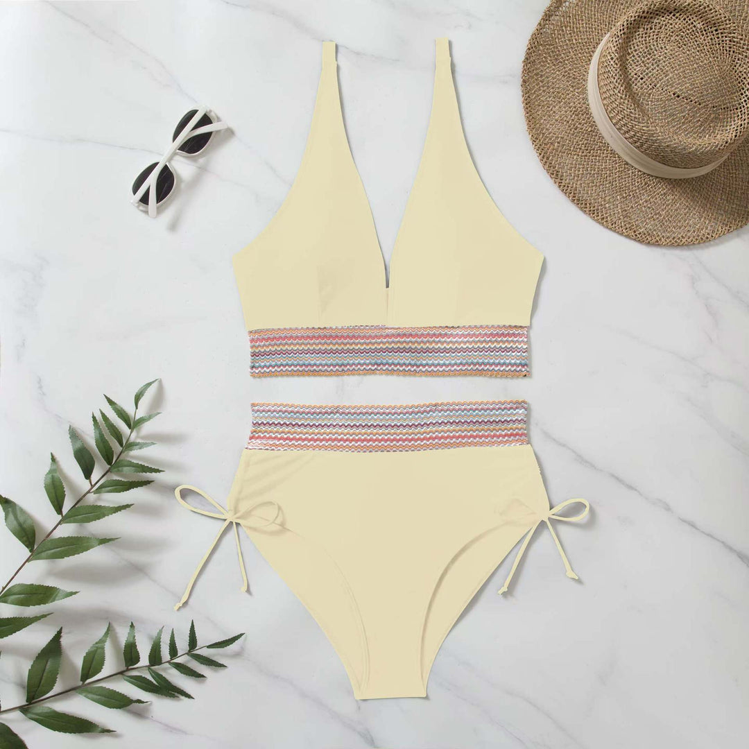 Dame Højt skåret Bikini-sæt med fashionable bindebånd og elegance snit Stilla