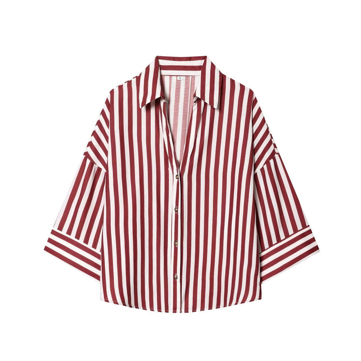 Dame skjorte bluse med afslappet snit og elegante 3/4-ærmer Skovae