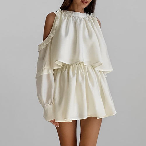 Dame luftigt kjole med flæsedesign og off-shoulder ærmer Stilla