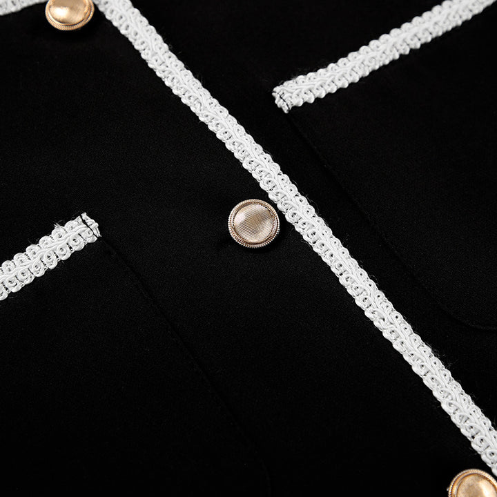 Dame Kort blazer med elegante perledetaljer og lommer Stilla