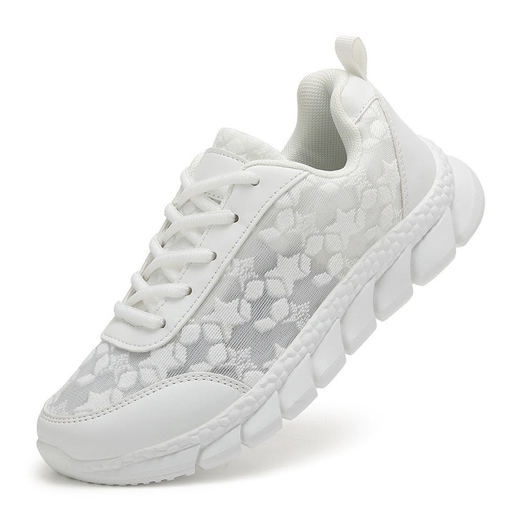 Dame net sneaker med blomstermønster i net, fleksibel segmentsål og polstret hælkant Skovae
