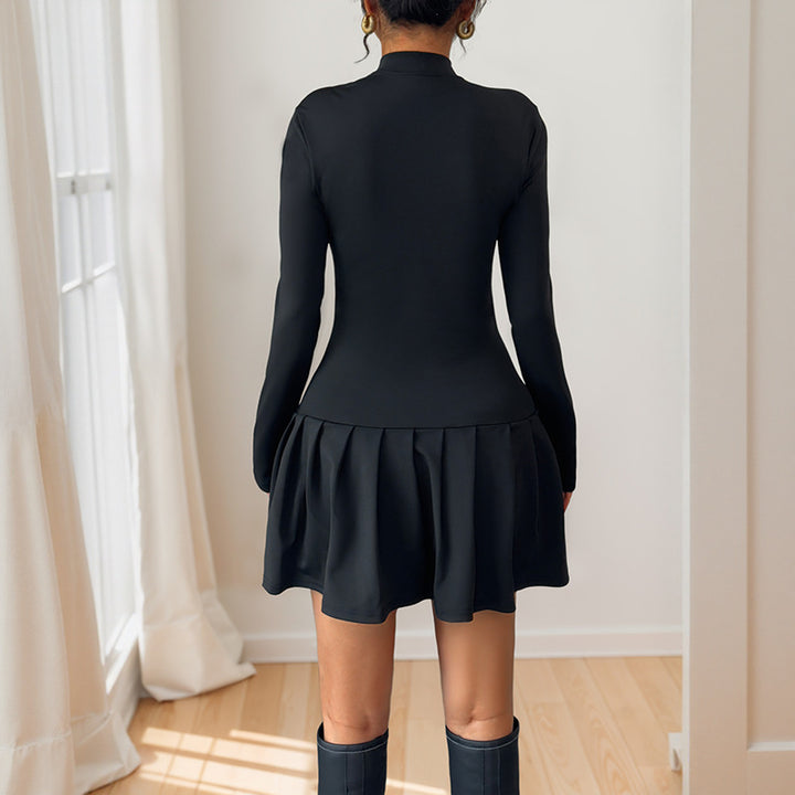 Kvinders fashionable wrap kjole med elegant stand-up krave og dekorative knap detaljer Stilla