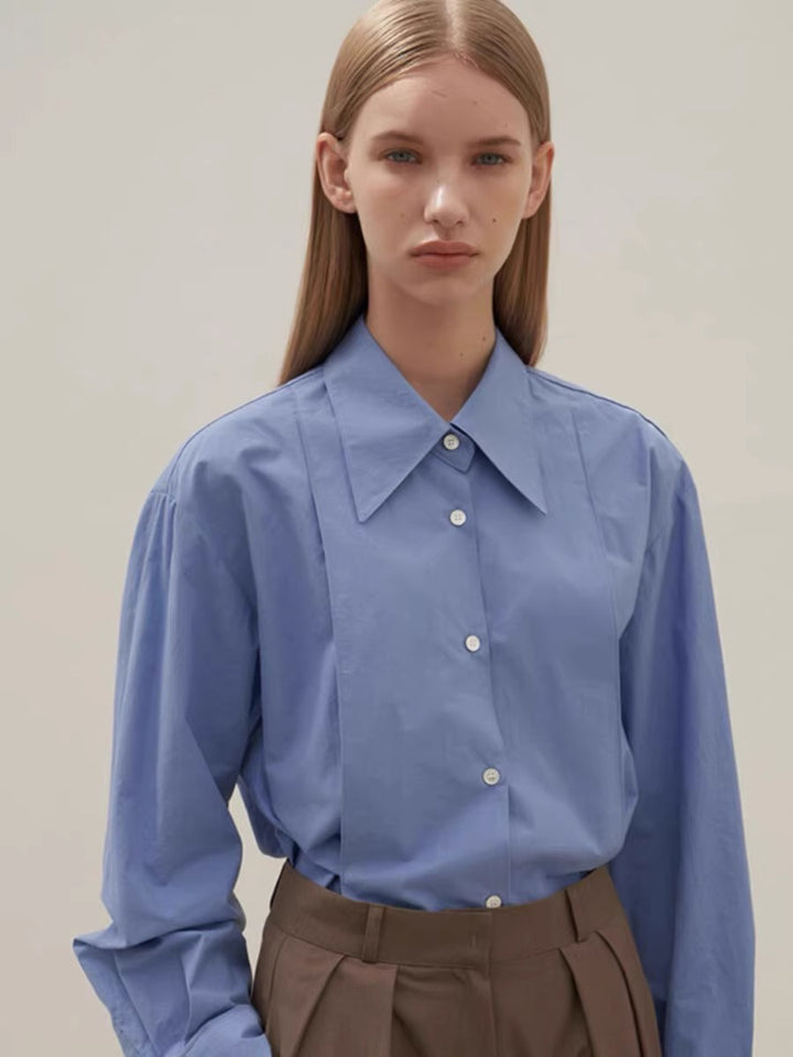 Dame elegant skjorte bluse i højkvalitets bomulds materiale med moderne snit og klassisk krave Stilla