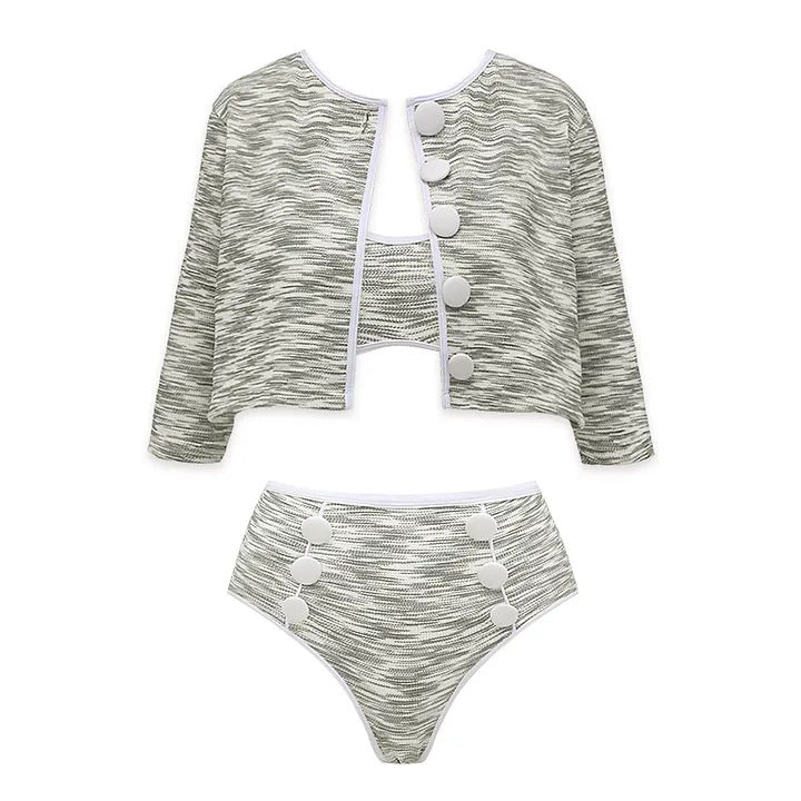 Dame Bikini-sæt med højtaljet trusse og moderne top Skovae