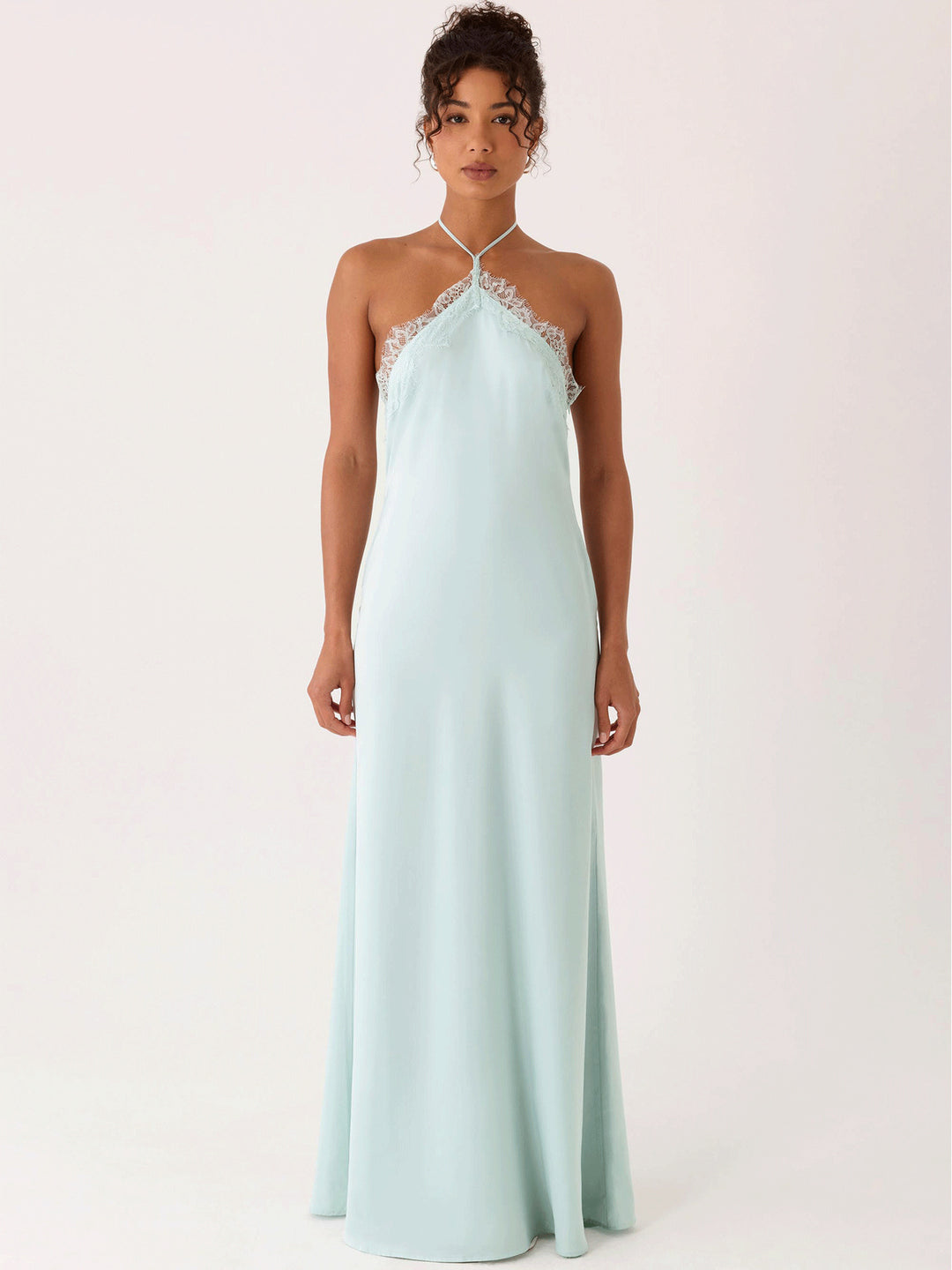 Dame Elegant Maxi Kjole med sofistikeret blonder bustier og flydende stof