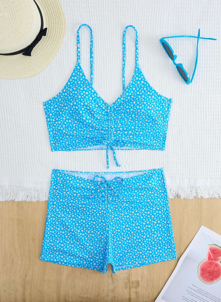 Dame bikini med blomstret flæse design og justerbare stropper Skovae