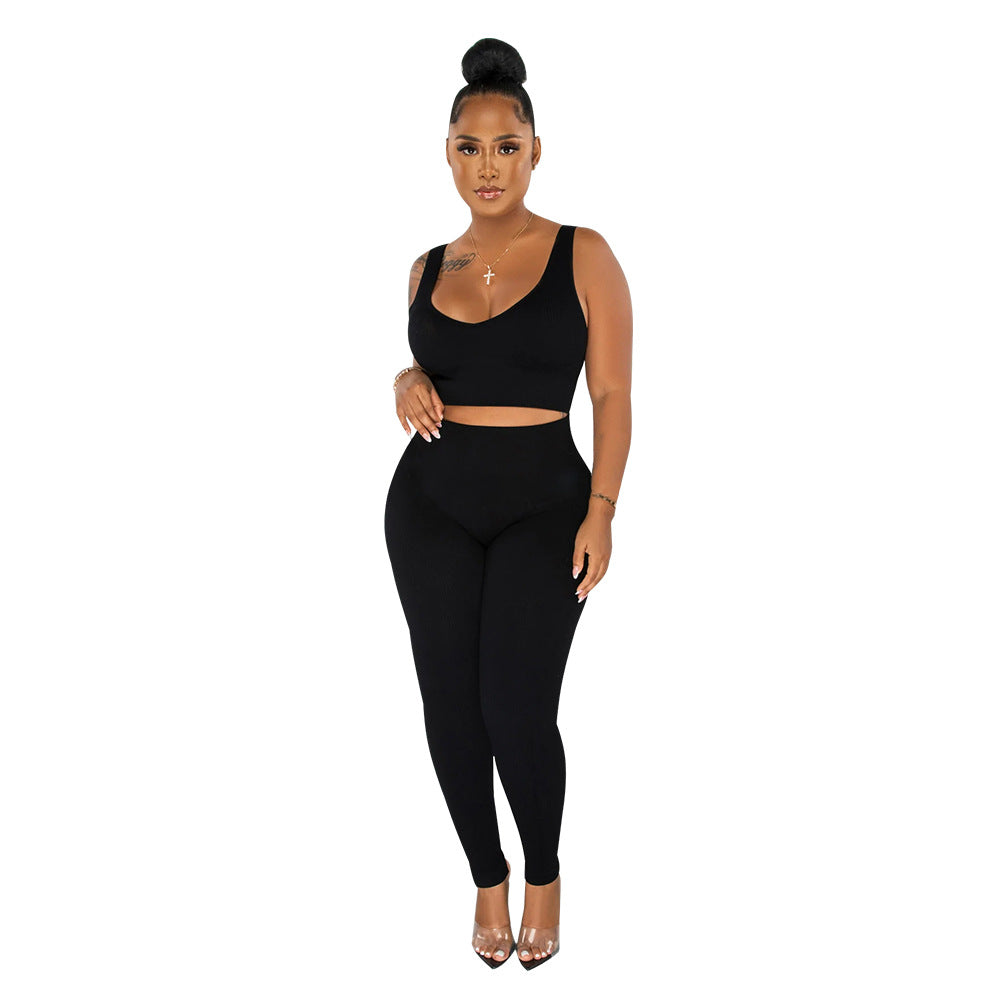 Dame Sporty Sæt bestående af Crop Top og High-Waist-Leggings Stilla