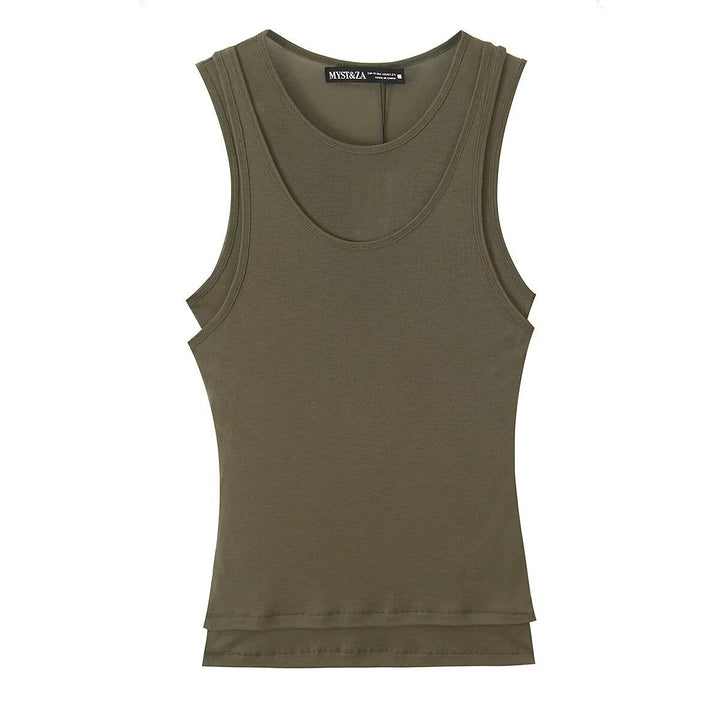 Dame ærmeløs tanktop lavet af højkvalitets stretchmateriale med tætsiddende pasform Skovae