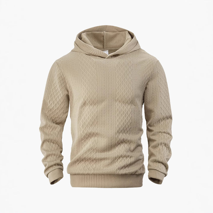 Herre nan struktureret slangenkrave-sweater med hætte og vaffelmønster Jacquard Skovae