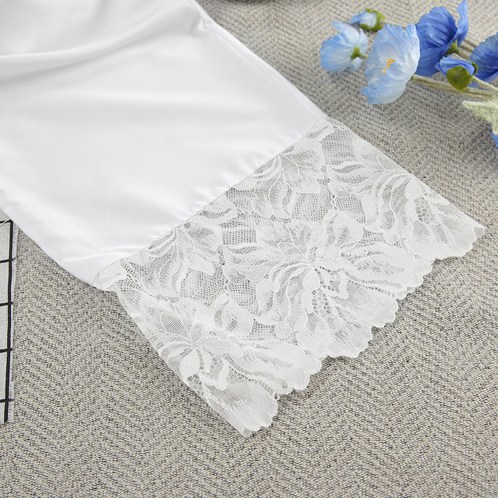 Dame Satin-nattøj-sæt med elegante spidsdetaljer Stilla