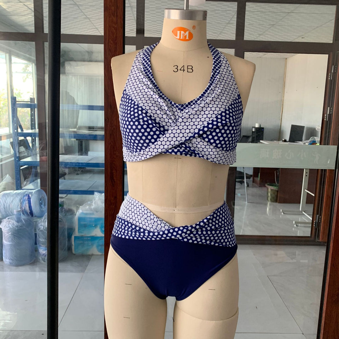 Damer sporty bikini sæt med højskåret talje Skovae