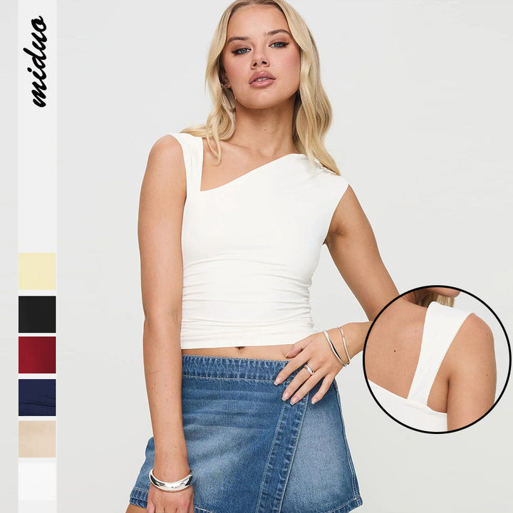 Damer asymmetrisk Crop-Top med særlig udskæring Stilla