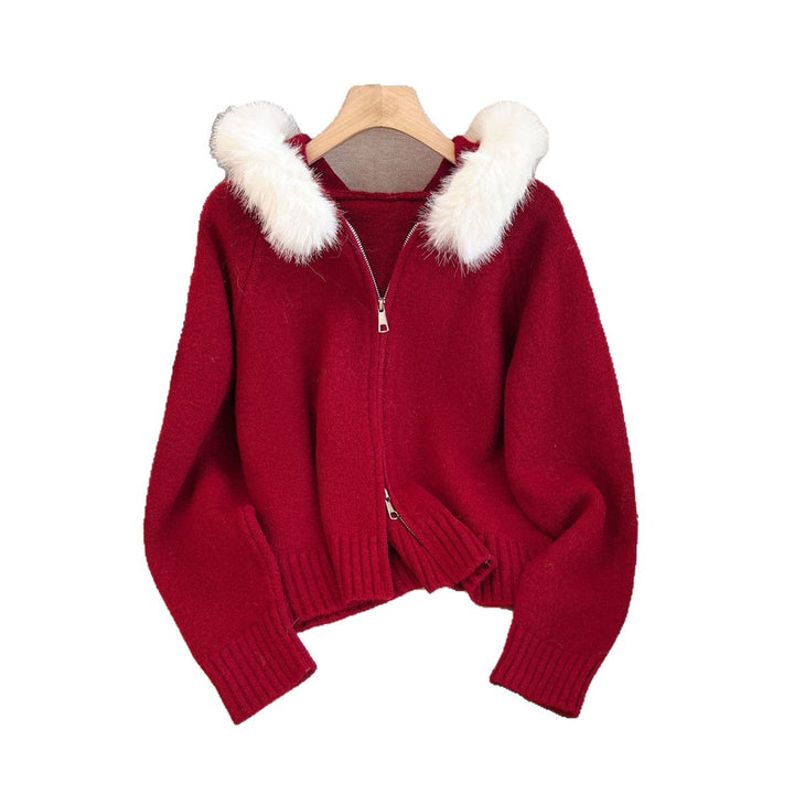 Dame Cozy Cardigan med aftagelig faux fur krave Stilla