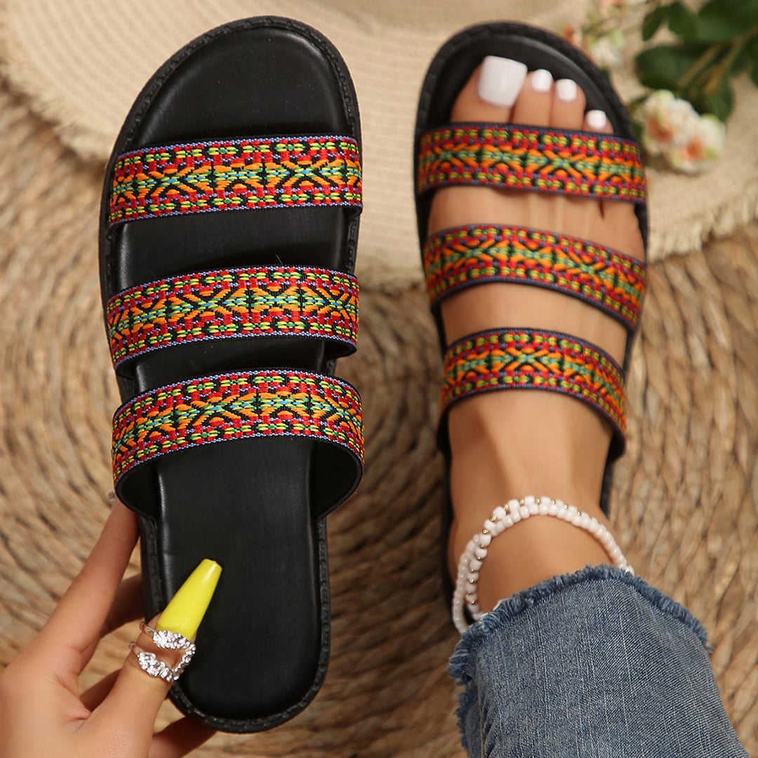 Dame Behagelige sommer-sandaler med farverige flettede stropper Stilla