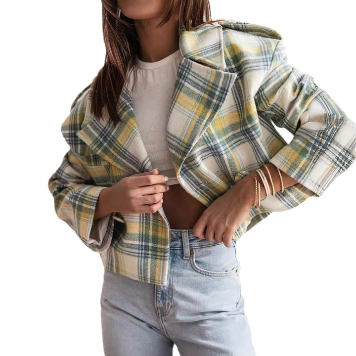 Dameternetternede Cropped Jakke med bredt revers Stilla