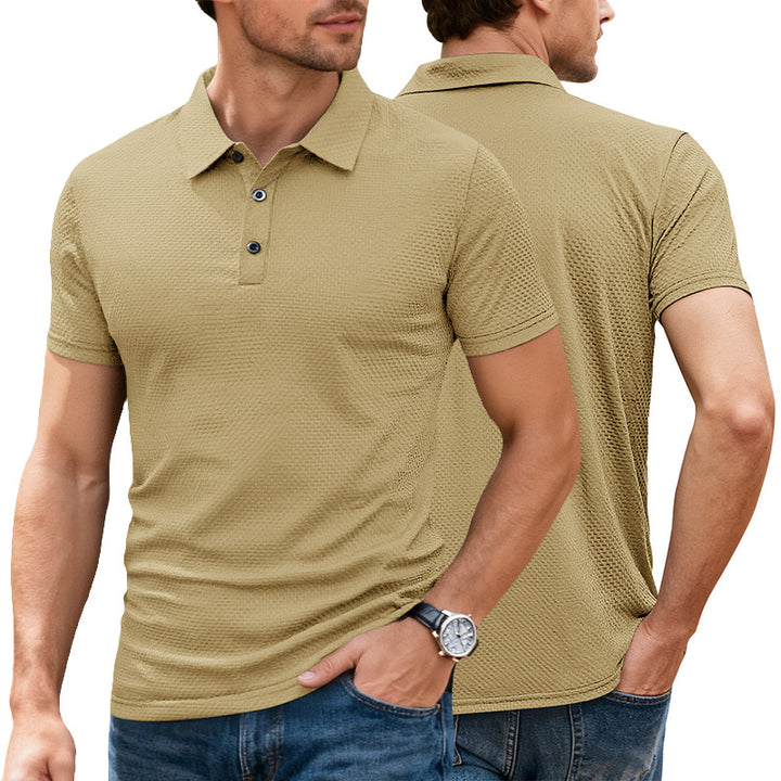 Herrer nano struktureret mikrojacquard-polo-shirt med slank pasform og elastisk komfortstretch Skovae