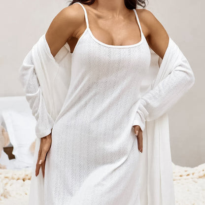 Dame behagelig natkjole med justerbare stropper og delikat ribdesign Stilla