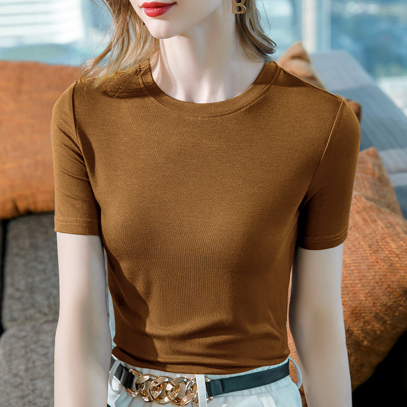 Dame Plejevenligt Krop-Basics T-shirt med elastisk snit Stilla